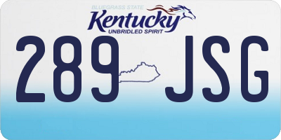 KY license plate 289JSG