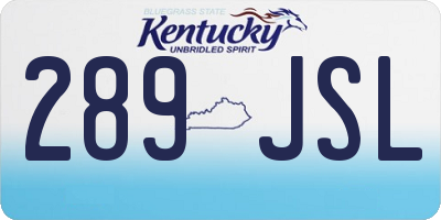 KY license plate 289JSL