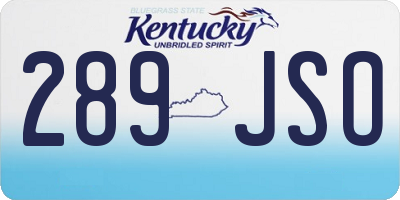 KY license plate 289JSO