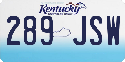 KY license plate 289JSW