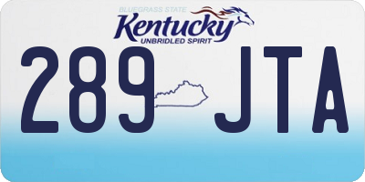 KY license plate 289JTA