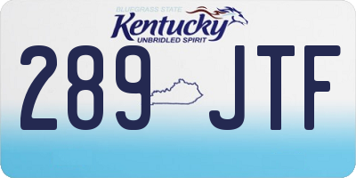 KY license plate 289JTF