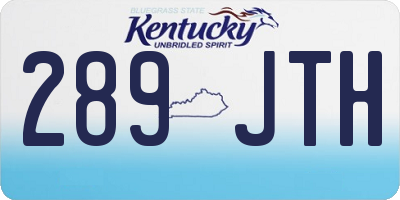 KY license plate 289JTH