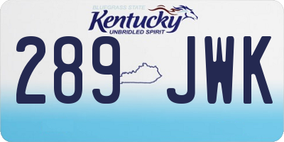 KY license plate 289JWK