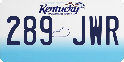 KY license plate 289JWR