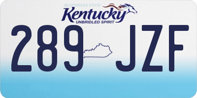 KY license plate 289JZF