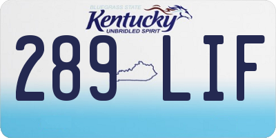 KY license plate 289LIF