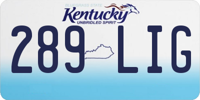KY license plate 289LIG