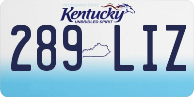 KY license plate 289LIZ