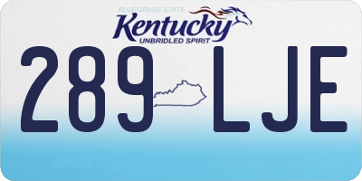 KY license plate 289LJE
