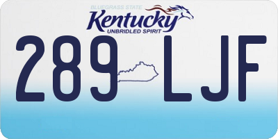 KY license plate 289LJF
