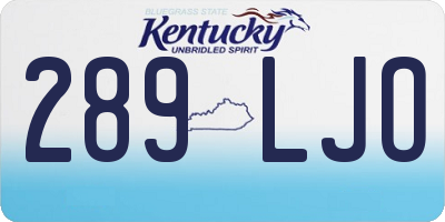 KY license plate 289LJO