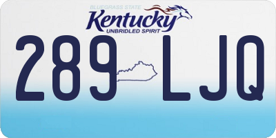 KY license plate 289LJQ