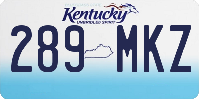 KY license plate 289MKZ