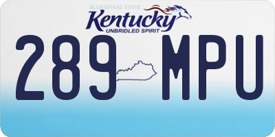 KY license plate 289MPU