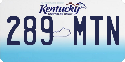 KY license plate 289MTN