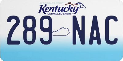 KY license plate 289NAC