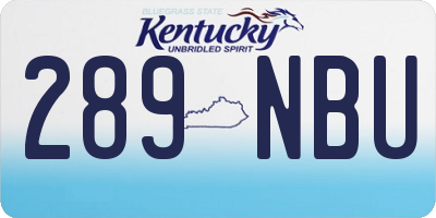 KY license plate 289NBU