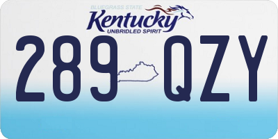 KY license plate 289QZY