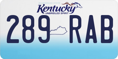 KY license plate 289RAB