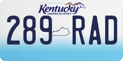 KY license plate 289RAD