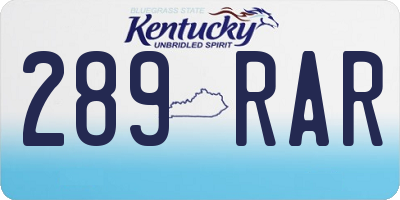 KY license plate 289RAR