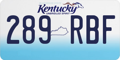 KY license plate 289RBF