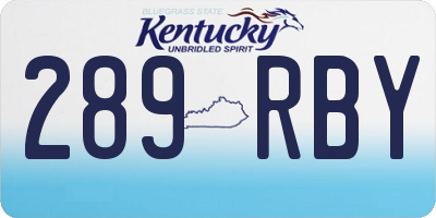 KY license plate 289RBY