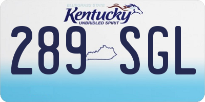 KY license plate 289SGL