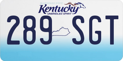 KY license plate 289SGT