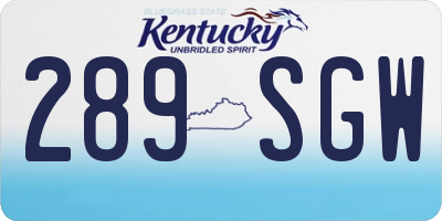 KY license plate 289SGW
