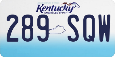 KY license plate 289SQW
