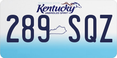 KY license plate 289SQZ