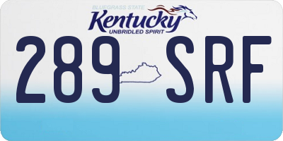 KY license plate 289SRF