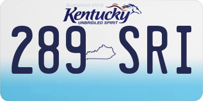 KY license plate 289SRI