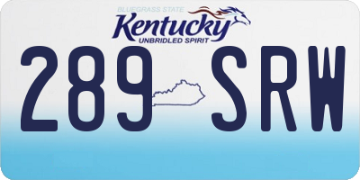 KY license plate 289SRW