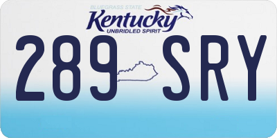 KY license plate 289SRY