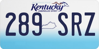 KY license plate 289SRZ