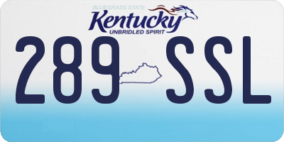 KY license plate 289SSL