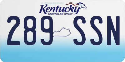 KY license plate 289SSN