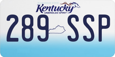 KY license plate 289SSP