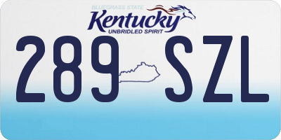 KY license plate 289SZL