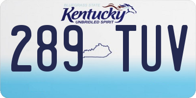 KY license plate 289TUV