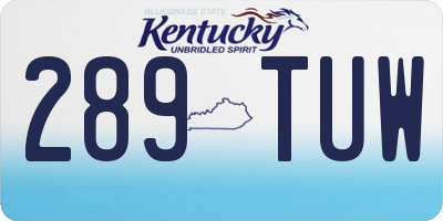 KY license plate 289TUW