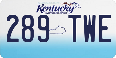 KY license plate 289TWE