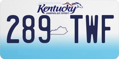 KY license plate 289TWF