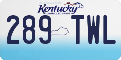 KY license plate 289TWL