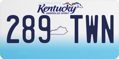 KY license plate 289TWN
