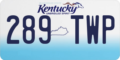 KY license plate 289TWP