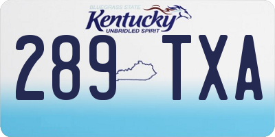 KY license plate 289TXA